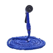 Asija Car Care Cleaning Expandable Flexible Deluxe Garden Water Hose W/ Spray Nozzle In Blue (50ft)